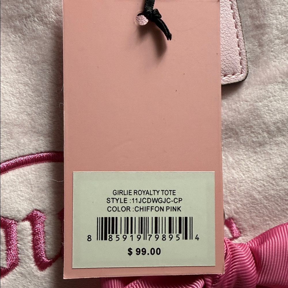 NEW Juicy Couture Royalty Pink Velour Tote - Picture 9 of 9